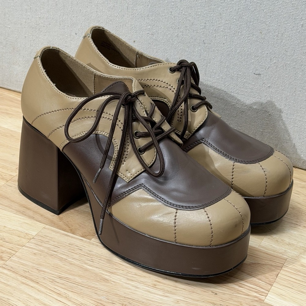 Funtasma Brown Platform 70s Hippie Disco Costume Shoes womens size 9